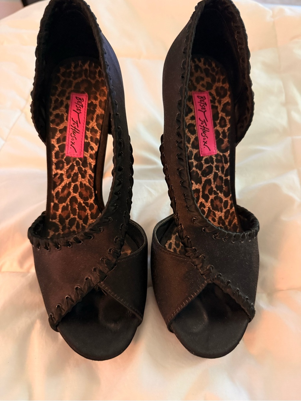 Betsy Johnson Walter black satin D’ orsay heels. Size 8. Worn once